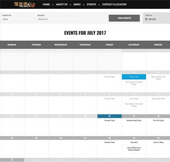 The Big Owl Website Events Page Design